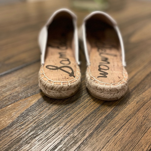 61. Sam Edelman Kerry Mule Espadrilles In White Leather Slides Slip On Size 6.5 - Picture 7 of 11